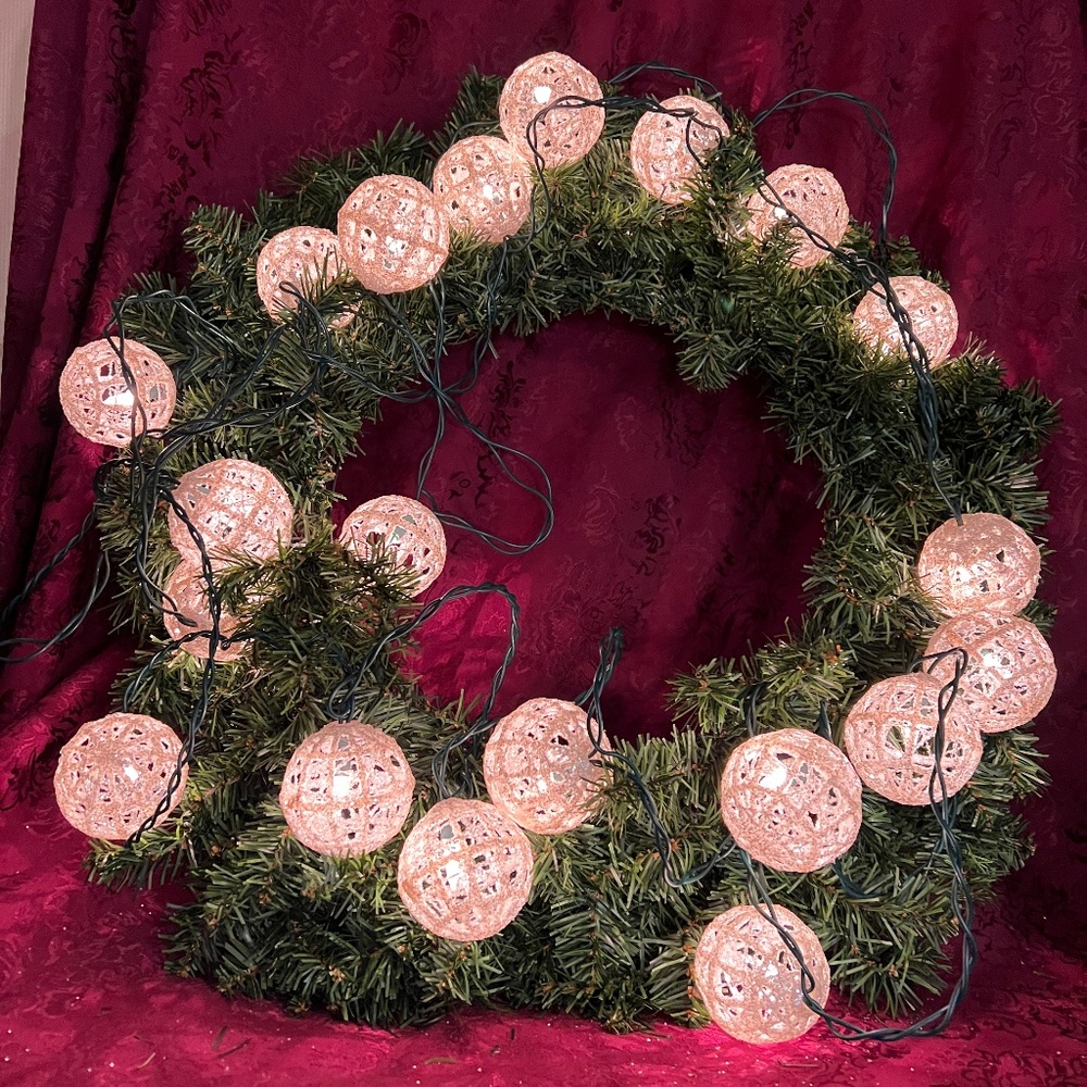 2 Sets String Light Up Spheres Open Weave Garland Christmas Tree Globe Lights